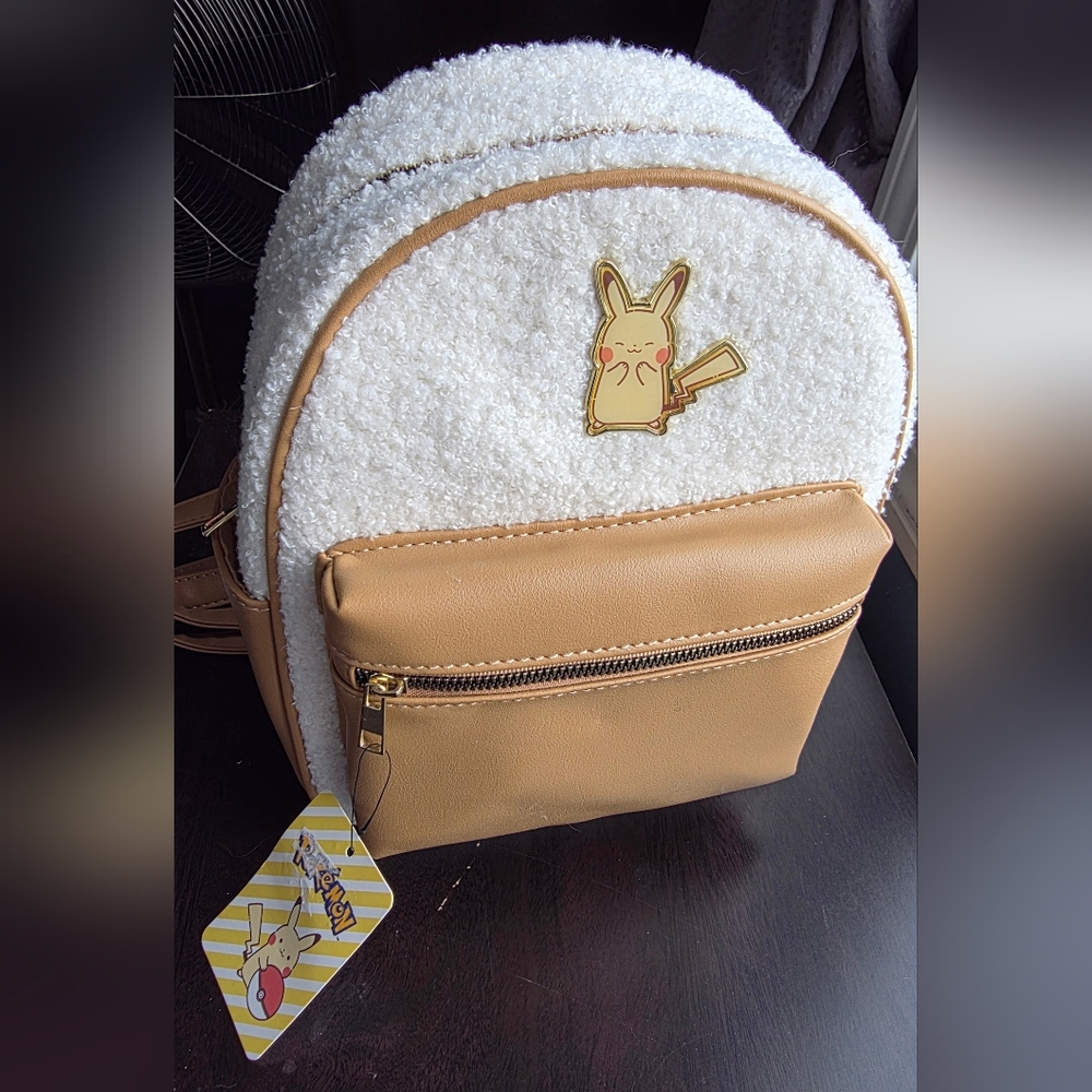 Tan and White Women's Backpack